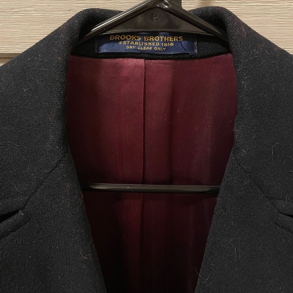 Vintage Brooks Brothers Wool Trench Coat (Navy, Size S) - Picture 3 of 4